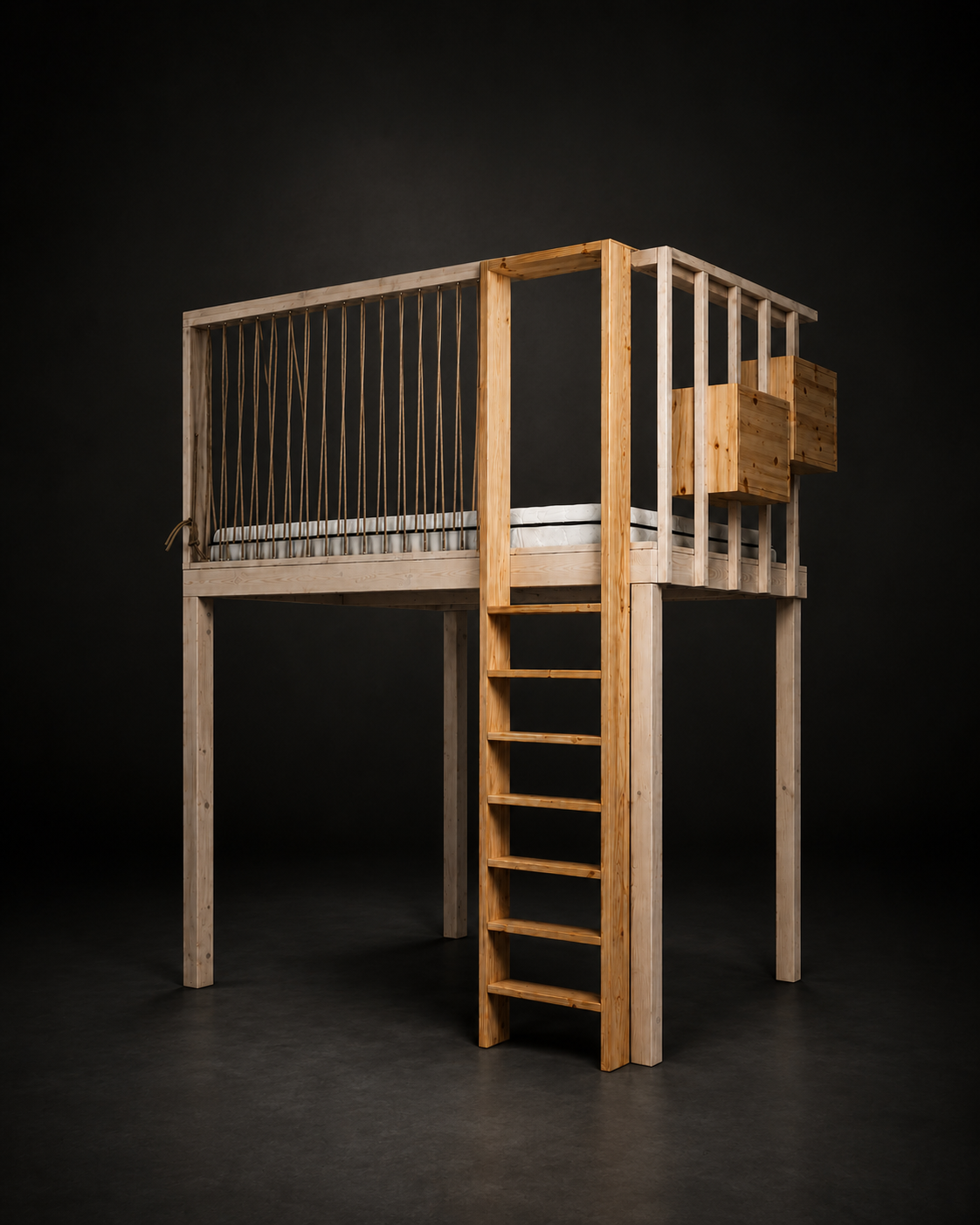 Maßgefertigtes Hochbett aus Massivholz